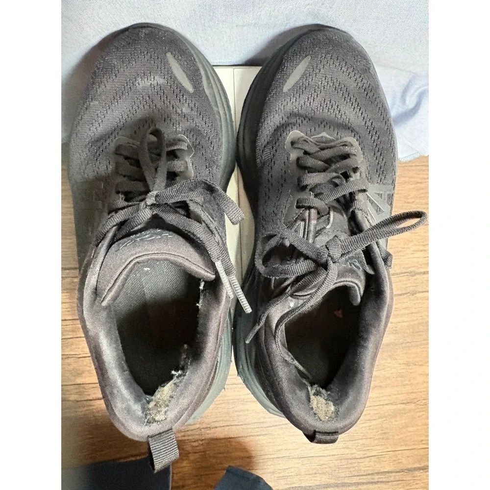 Hoka Bondi 8 Wide Black Running Shoes Womens 7D Sneakers 1127954 BBLC